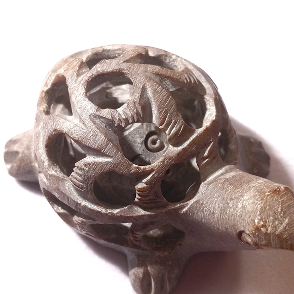 Dainty Hand Carved Turtle within a Turtle Stone Figurine / Sculpture - Picture 8 of 10